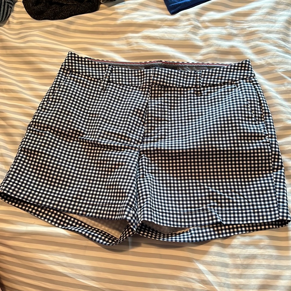 Tommy Hilfiger navy and white checkered shorts
